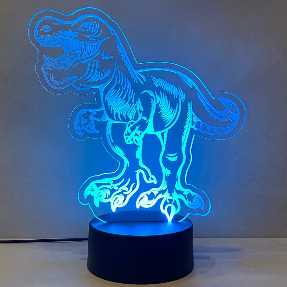 Lampada Tirannosauro rex con Scritta Personalizzata Regplex Base LED RGB - immagine 5