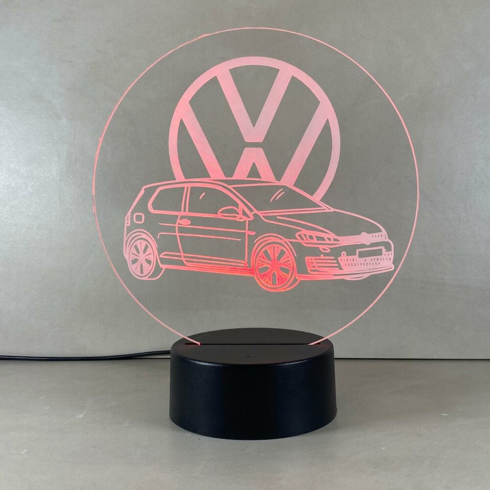 Lampada Volkwagen Golf con Scritta Personalizzata Regplex Base LED RGB - immagine 3