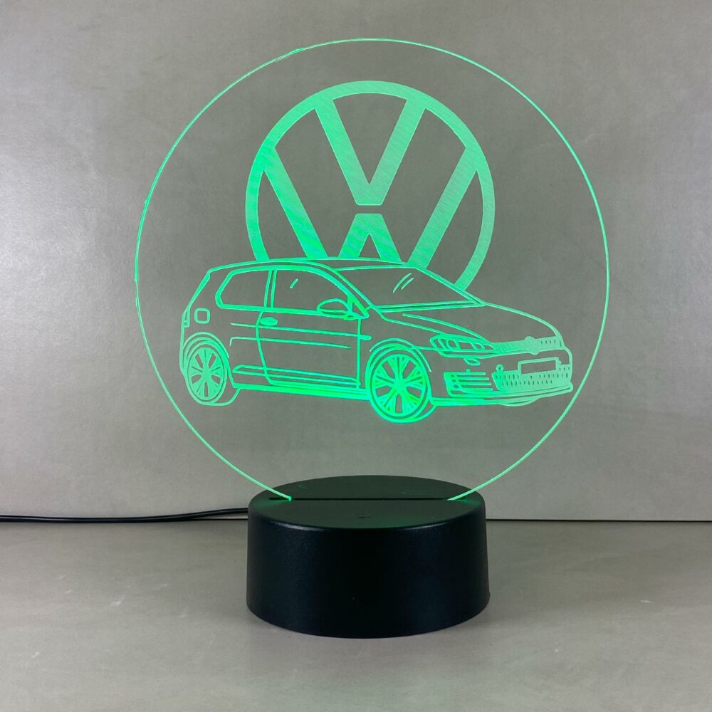 Lampada Volkwagen Golf con Scritta Personalizzata Regplex Base LED RGB - immagine 4