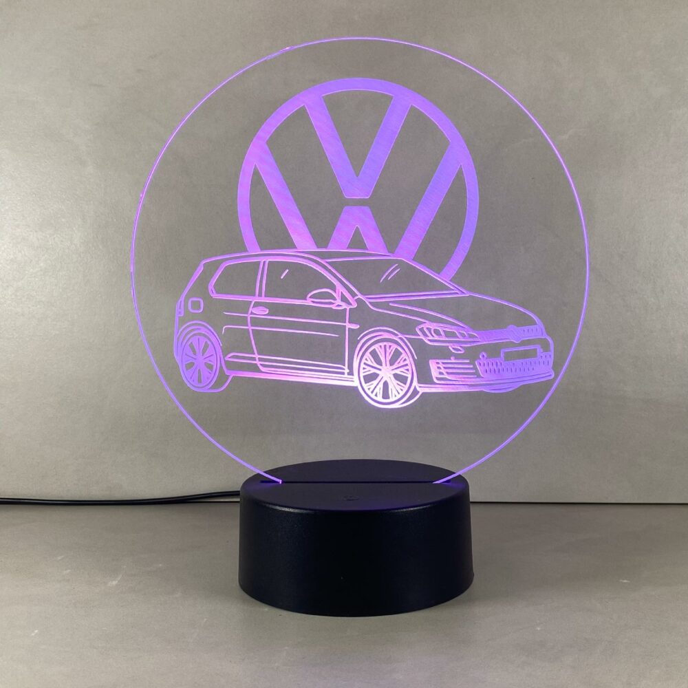 Lampada Volkwagen Golf con Scritta Personalizzata Regplex Base LED RGB - immagine 6
