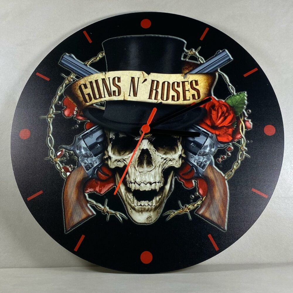 Orologio da parete in Plexiglas Guns N' Roses Skull Regplex tema Rock Band - immagine 5