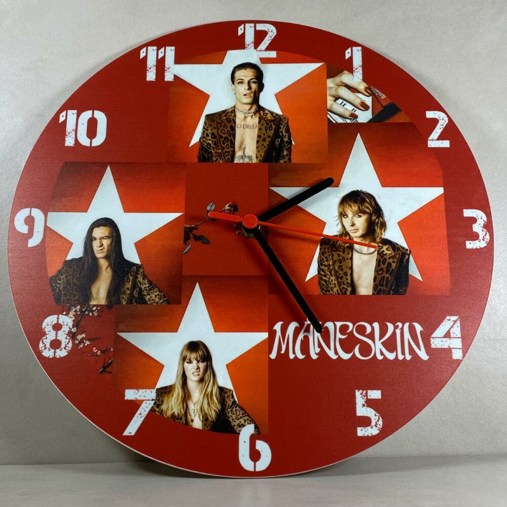 Orologio da parete in Plexiglas Maneskin Regplex tema Rock Band - immagine 5