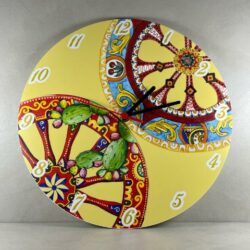Orologio da parete in Plexiglas Regplex tema Ruote di Carretto Siciliano