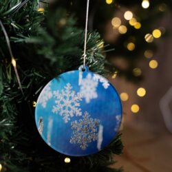 Pallina di Natale blu con stampa Preziosi Fiocchi di Neve Regplex in Plexiglas PN-28 - immagine 2