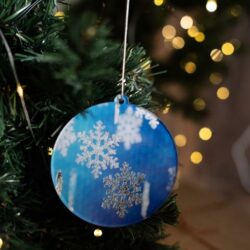 Pallina di Natale blu con stampa Preziosi Fiocchi di Neve Regplex in Plexiglas PN-28