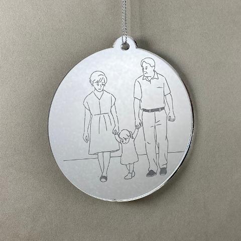 Pallina di Natale con incisione Famiglia Regplex in Plexiglas PN-56