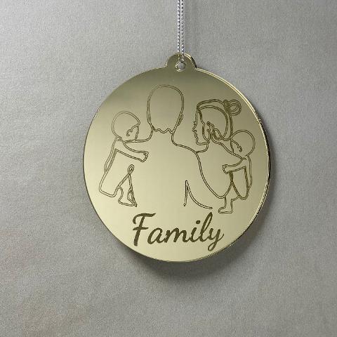 Pallina di Natale con incisione Famiglia Regplex in Plexiglas PN-74
