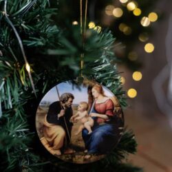 Pallina di Natale con stampa del dipinto Sacra Famiglia di Raffaello Regplex in Plexiglas PN-26