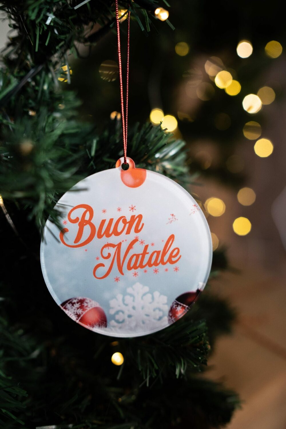 Pallina di Natale con stampa di decori natalizi e scritta Buon Natale Regplex in Plexiglas PN-33 - immagine 2