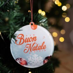 Pallina di Natale con stampa di decori natalizi e scritta Buon Natale Regplex in Plexiglas PN-33 - immagine 2