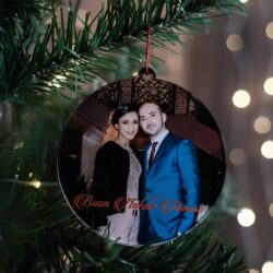 Pallina di Natale in Plexiglas con Foto Regplex e Scritta Personalizzata PNP-1 - immagine 4