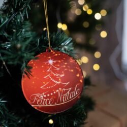 Pallina di Natale rossa con stampa Albero di Natale Regplex in Plexiglas PN-34 - immagine 2