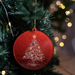 Pallina di Natale rossa con stampa Albero di Stelle Regplex in Plexiglas PN-32 - immagine 2