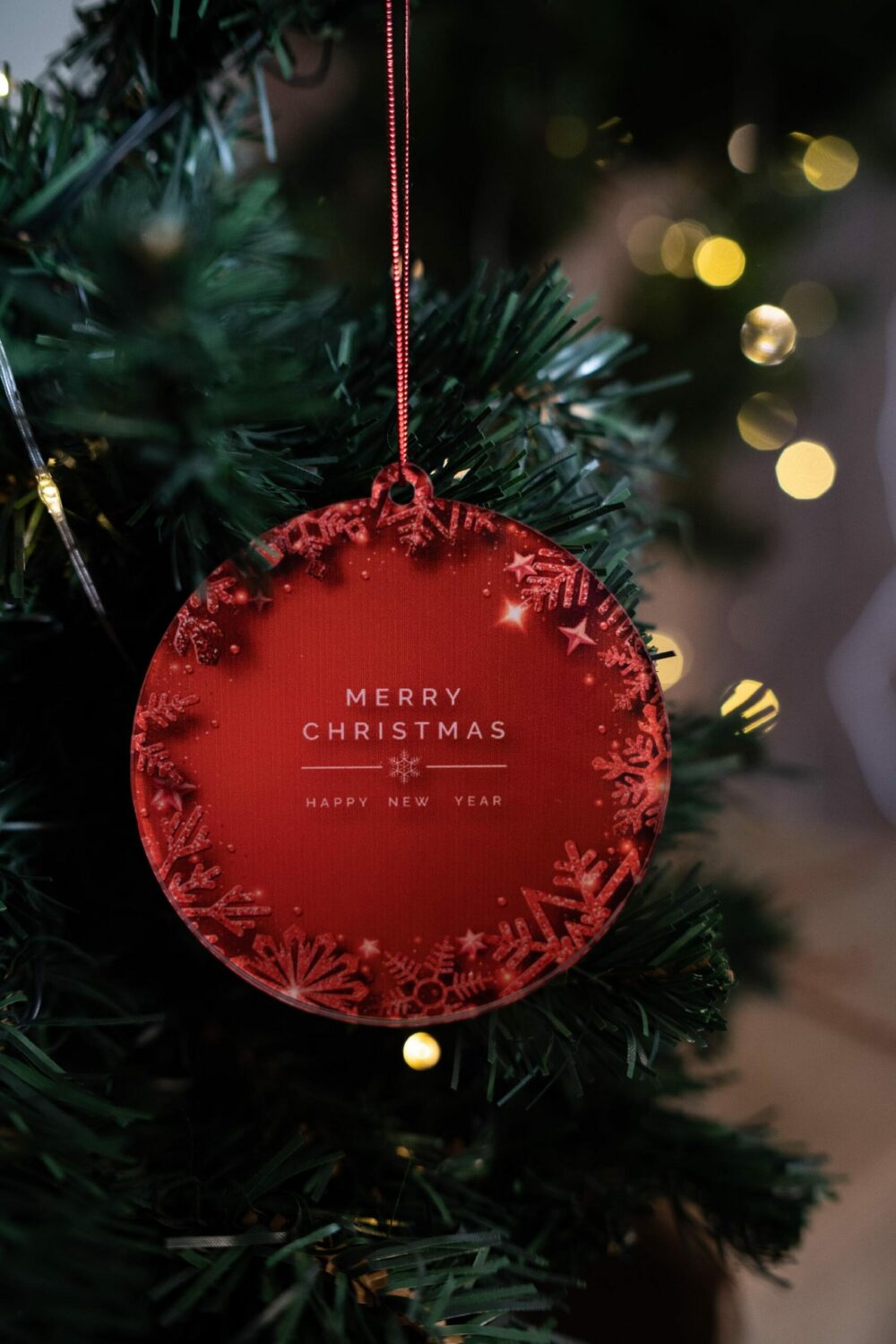 Pallina di Natale rossa - Merry Christmas and Happy New Year - Regplex in Plexiglas PN-23 - immagine 2