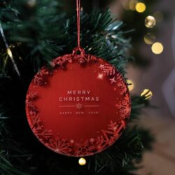 Pallina di Natale rossa - Merry Christmas and Happy New Year - Regplex in Plexiglas PN-23 - immagine 2
