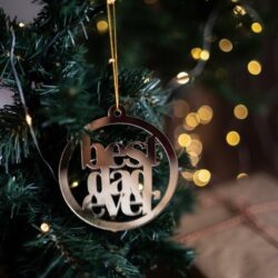 Pallina di Natale specchiata con incisione BEST DAD EVER Regplex in Plexiglas  PN-16