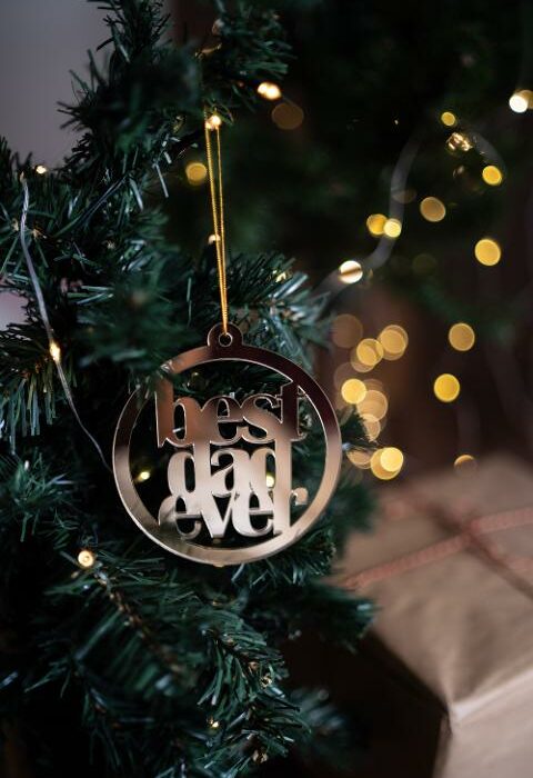 Pallina di Natale specchiata con incisione BEST DAD EVER Regplex in Plexiglas  PN-16