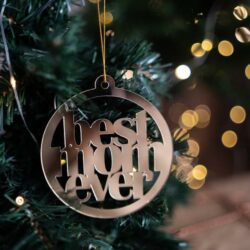 Pallina di Natale specchiata con incisione BEST MUM EVER Regplex in Plexiglas PN-15