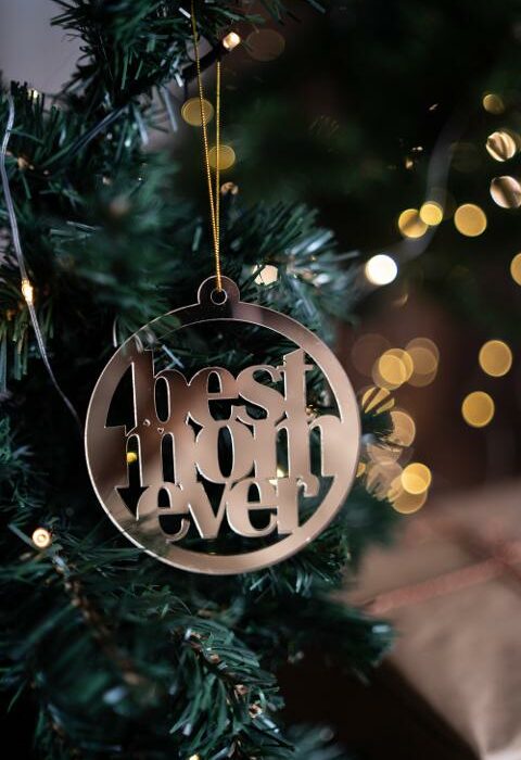 Pallina di Natale specchiata con incisione BEST MUM EVER Regplex in Plexiglas PN-15