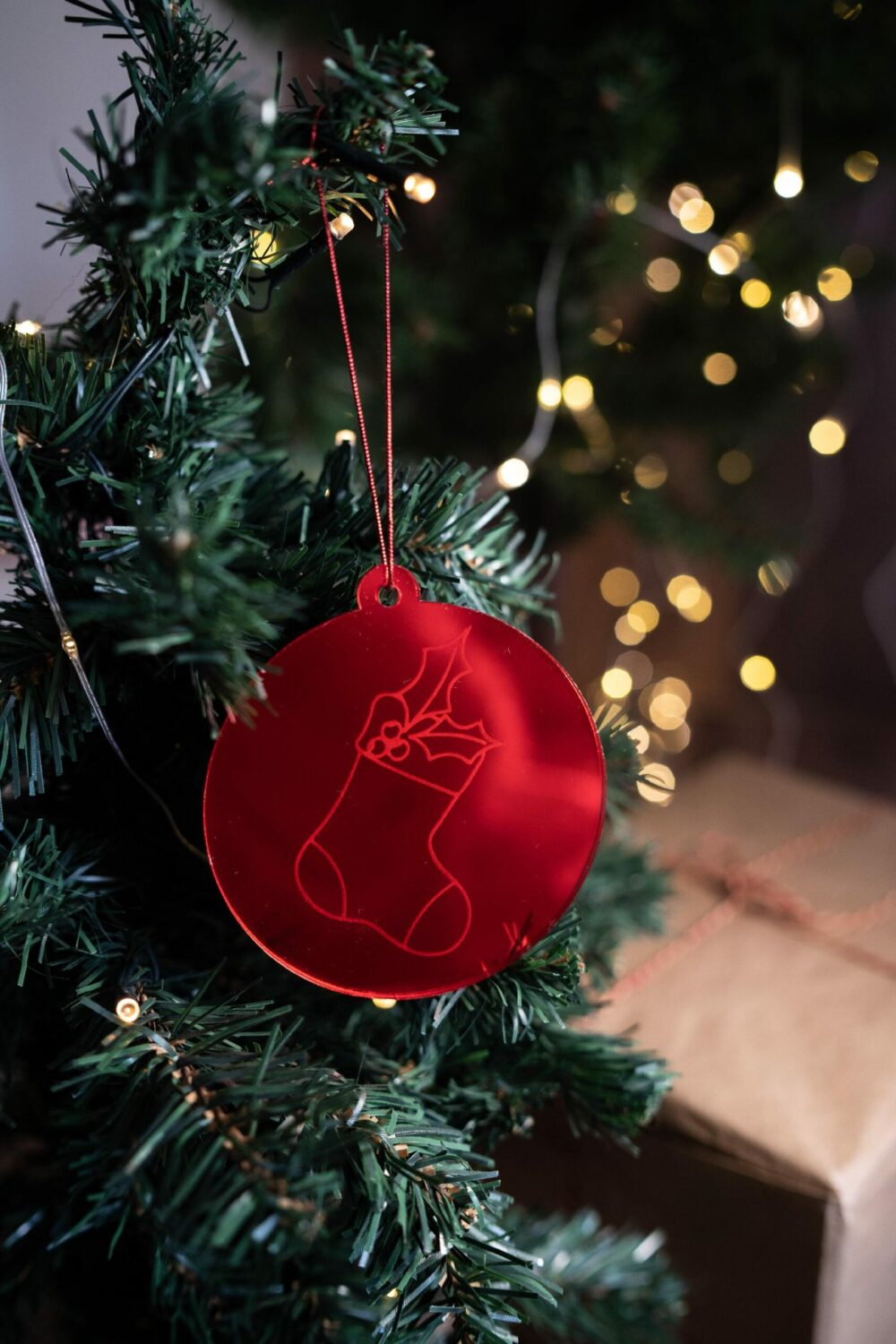 Pallina di Natale specchiata con incisione Calza di Natale Regplex in Plexiglas PN-12 - immagine 2