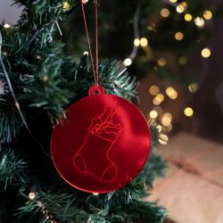 Pallina di Natale specchiata con incisione Calza di Natale Regplex in Plexiglas PN-12 - immagine 2