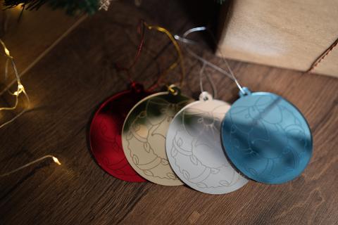 Pallina di Natale specchiata con incisione Ghirlanda natalizia classica Regplex in Plexiglas PN-10