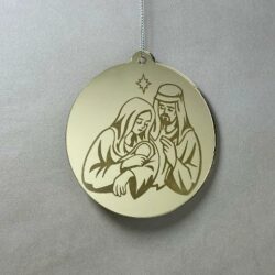 Pallina di Natale specchiata con incisione Sacra Famiglia Regplex in Plexiglas PN-65