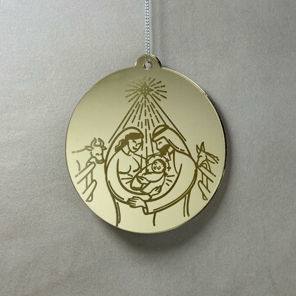Pallina di Natale specchiata con incisione Sacra Famiglia Regplex in Plexiglas PN-66 - immagine 3