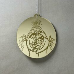Pallina di Natale specchiata con incisione Sacra Famiglia Regplex in Plexiglas PN-66