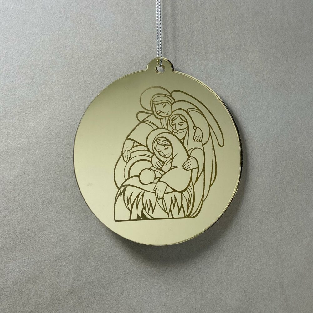 Pallina di Natale specchiata con incisione Sacra Famiglia Regplex in Plexiglas PN-67 - immagine 3