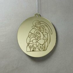 Pallina di Natale specchiata con incisione Sacra Famiglia Regplex in Plexiglas PN-67