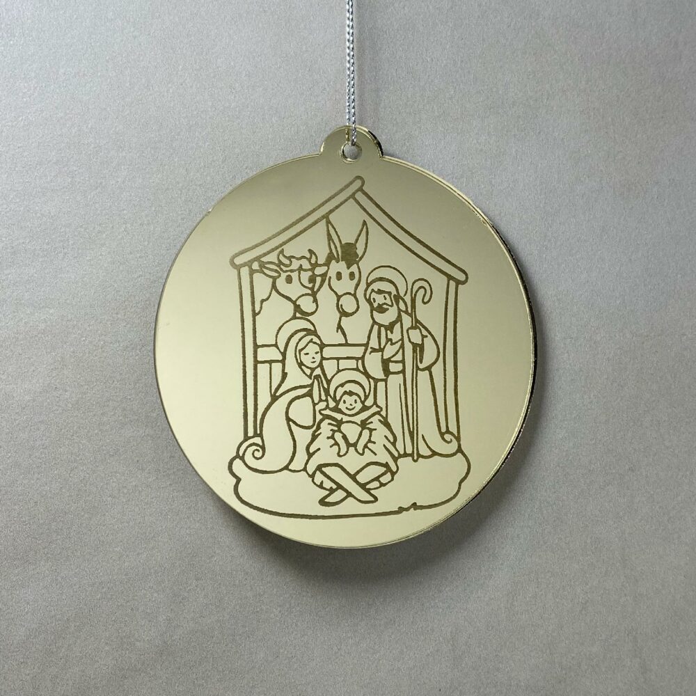 Pallina di Natale specchiata con incisione Sacra Famiglia Regplex in Plexiglas PN-68 - immagine 3