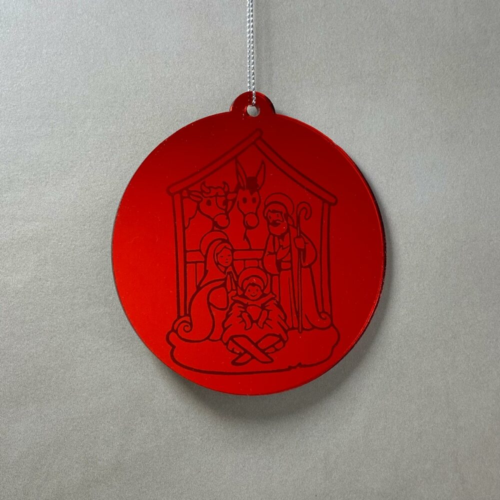 Pallina di Natale specchiata con incisione Sacra Famiglia Regplex in Plexiglas PN-68 - immagine 4