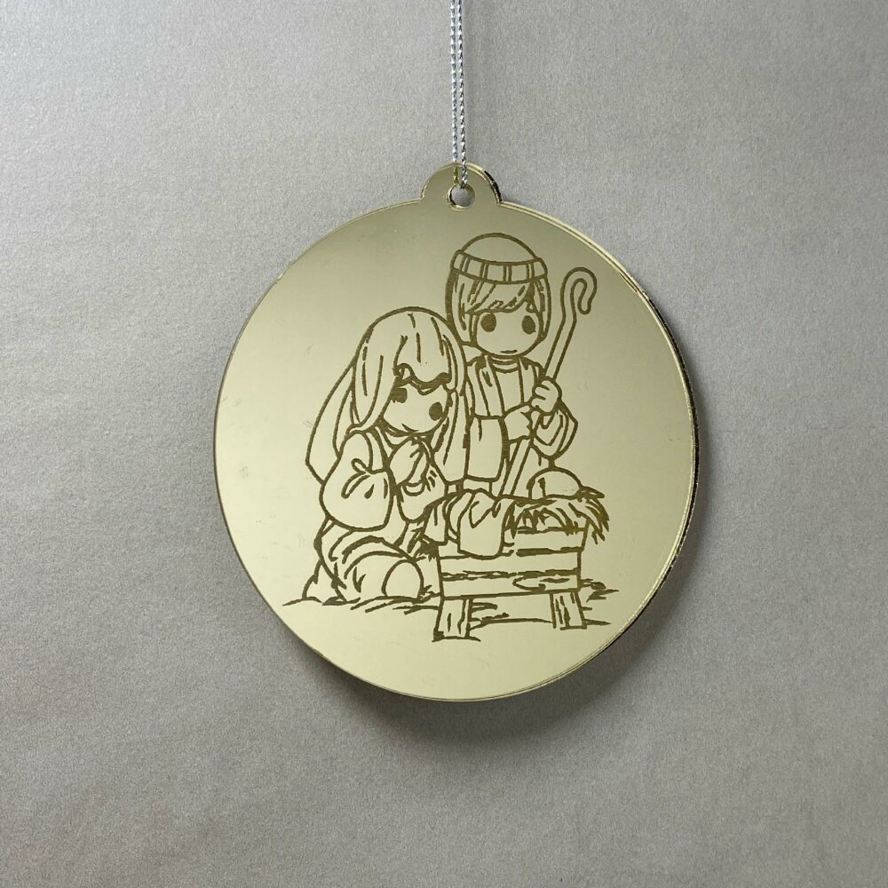 Pallina di Natale specchiata con incisione Sacra Famiglia Regplex in Plexiglas PN-69 - immagine 3