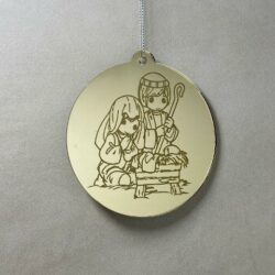 Pallina di Natale specchiata con incisione Sacra Famiglia Regplex in Plexiglas PN-69
