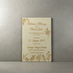 Partecipazioni in Legno personalizzate - con Ramoscelli Regplex Eventi - Wedding - Cerimonie - Matrimonio - Feste