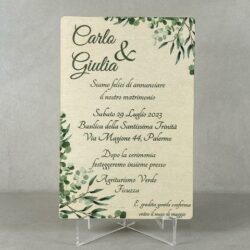 Partecipazioni in Legno personalizzate - Floreale Stampato Regplex Eventi - Wedding - Cerimonie - Matrimonio - Feste