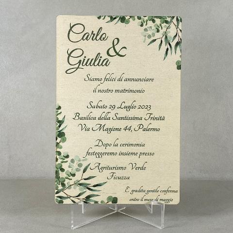 Partecipazioni in Legno personalizzate - Floreale Stampato Regplex Eventi - Wedding - Cerimonie - Matrimonio - Feste