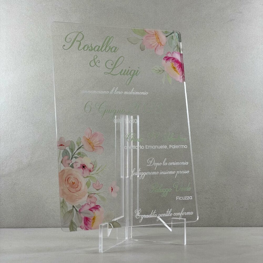 Partecipazioni in Plexiglas personalizzate - con Fiori Regplex Eventi - Wedding - Cerimonie - Matrimonio - Feste - immagine 3