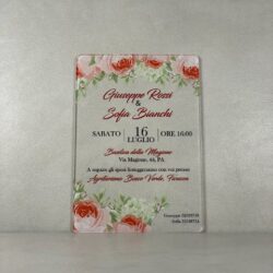 Partecipazioni in Plexiglas personalizzate - con Grafica Rose Regplex Eventi - Wedding - Cerimonie - Matrimonio - Feste