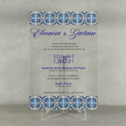 Partecipazioni in Plexiglas personalizzate - Dettaglio Maioliche Azzurro Regplex Eventi - Wedding - Cerimonie - Matrimonio - Feste - immagine 2