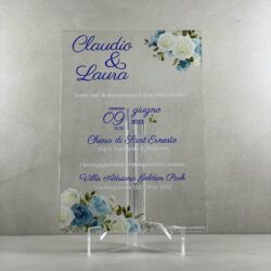 Partecipazioni in Plexiglas personalizzate - Floreale Azzurro Regplex Eventi - Wedding - Cerimonie - Matrimonio - Feste - immagine 2
