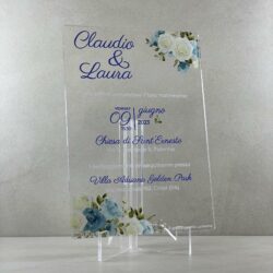 Partecipazioni in Plexiglas personalizzate - Floreale Azzurro Regplex Eventi - Wedding - Cerimonie - Matrimonio - Feste - immagine 3