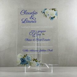Partecipazioni in Plexiglas personalizzate - Floreale Azzurro Regplex Eventi - Wedding - Cerimonie - Matrimonio - Feste