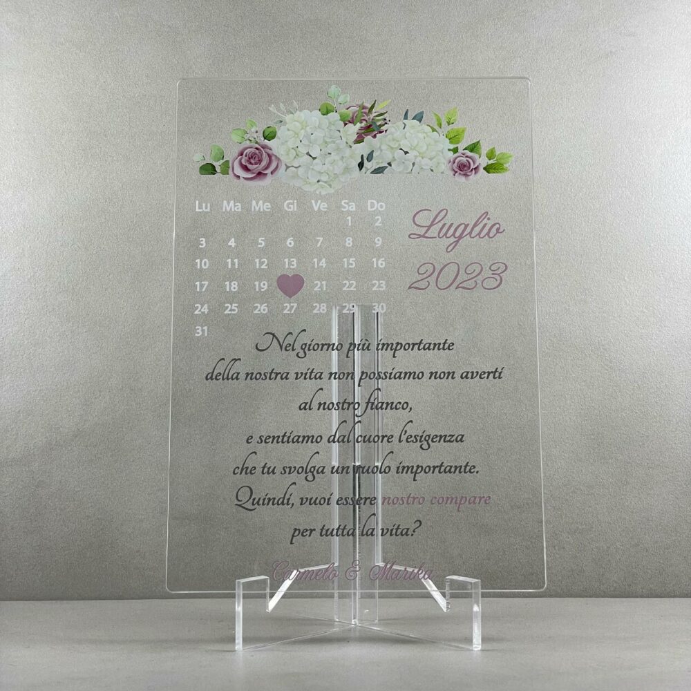 Partecipazioni in Plexiglas personalizzate - Floreale con Calendario Regplex Eventi - Wedding - Cerimonie - Matrimonio - Feste - immagine 2