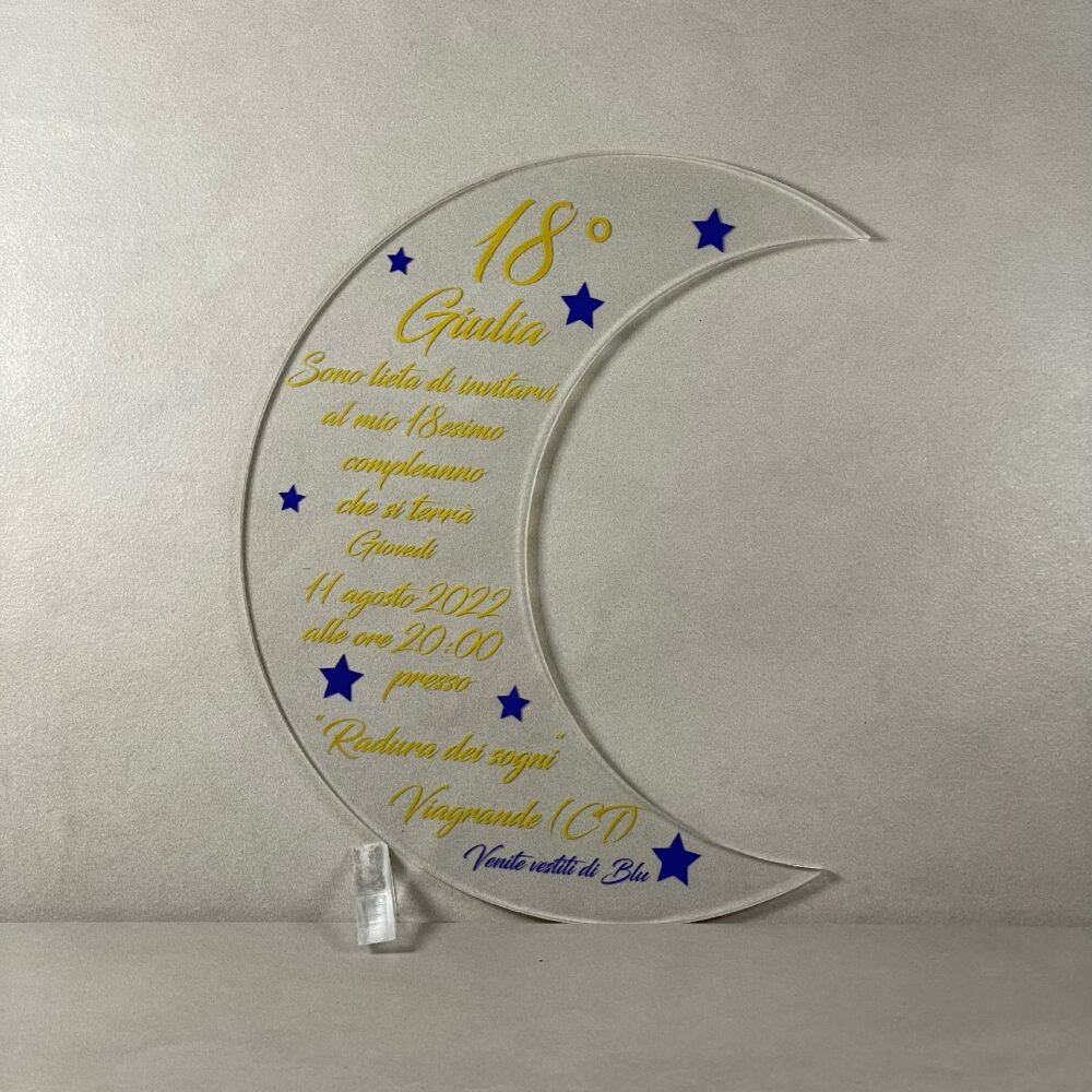 Partecipazioni in Plexiglas personalizzate - Forma Luna Regplex Eventi - Wedding - Cerimonie - Matrimonio - Feste - immagine 2