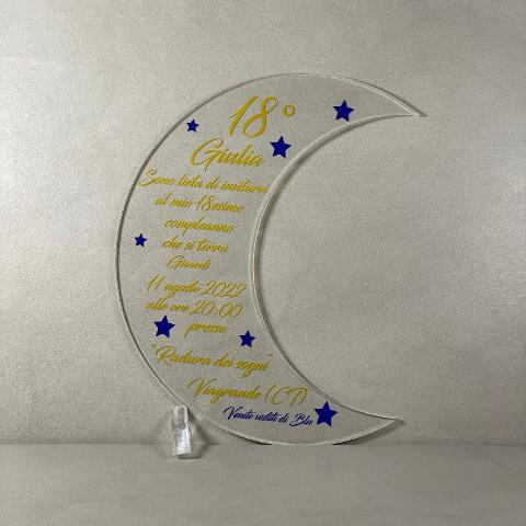 Partecipazioni in Plexiglas personalizzate - Forma Luna Regplex Eventi - Wedding - Cerimonie - Matrimonio - Feste