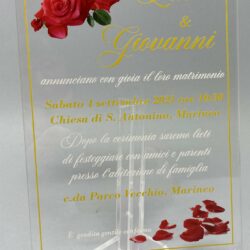 Partecipazioni in Plexiglas personalizzate - Grafica Ottagonale con Rose Regplex Eventi - Wedding - Cerimonie - Matrimonio - Feste - immagine 2