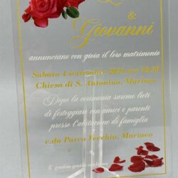Partecipazioni in Plexiglas personalizzate - Grafica Ottagonale con Rose Regplex Eventi - Wedding - Cerimonie - Matrimonio - Feste