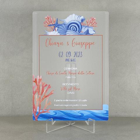 Partecipazioni in Plexiglas personalizzate - Opaco Grafica Mare Regplex Eventi - Wedding - Cerimonie - Matrimonio - Feste